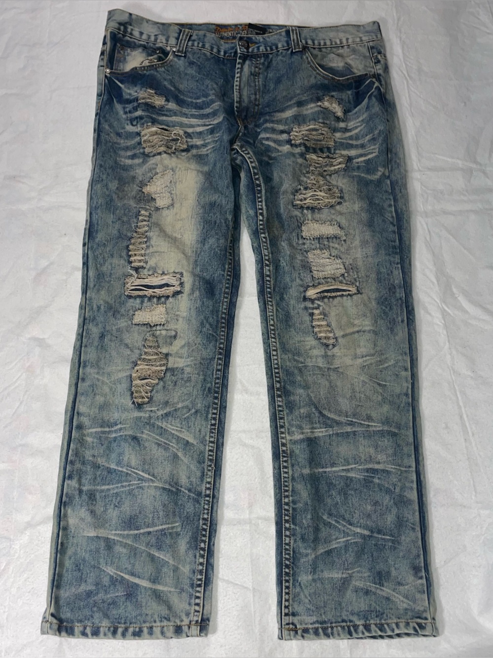 Denim & Rivets 38 Reg 0333 Authentic Denim Best Wear Acid Wash Distressed Jeans